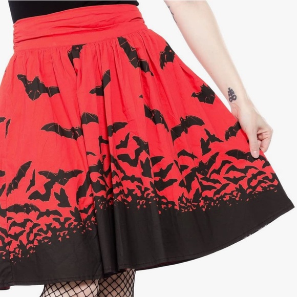 Sourpuss Dresses & Skirts - Sourpuss Spooksville Bats swing red skirt size medium